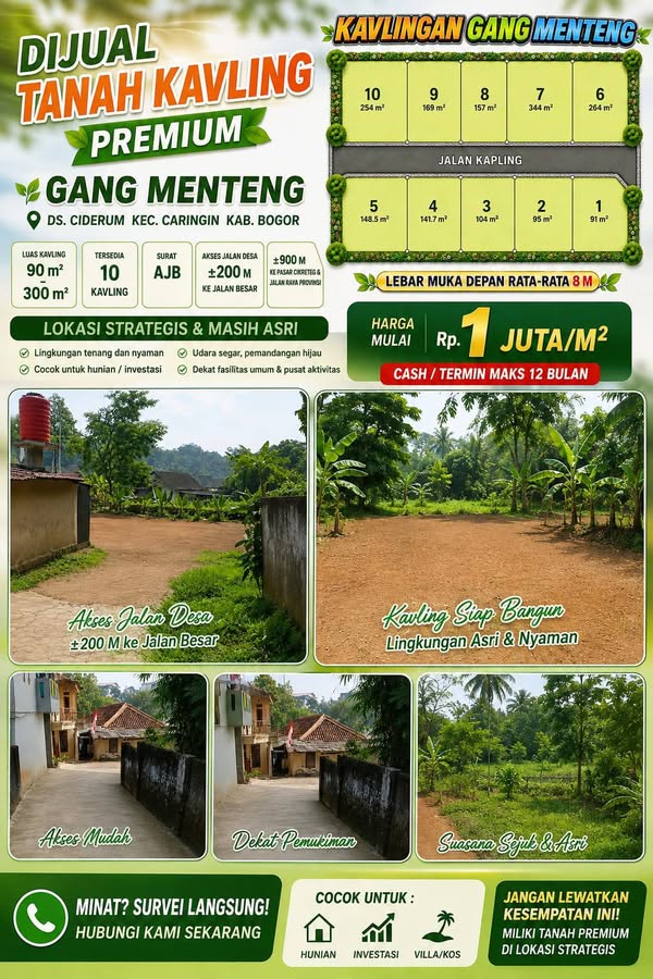 TANAH KAVLING PREMIUM – GANG MENTENG