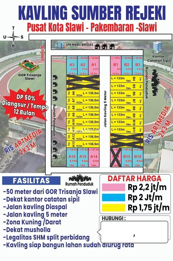 Dijual Kavling Darat SHM di Pakembaran Slawi Tegal Murah