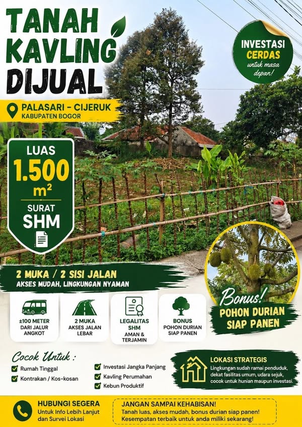 Dijual Jual Tanah Kavling Murah Palasari Cijeruk Bogor SHM